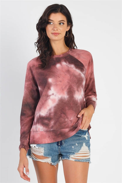 Tie-Dye Round Neck Long Sleeve Sweatshirt