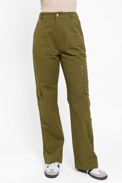 High Waisted Wide Leg Cargo Pants