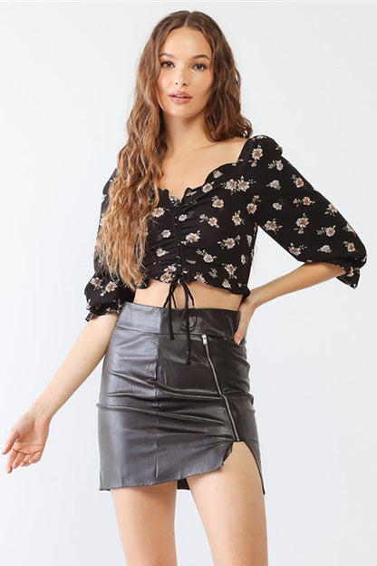 Floral Ruffle Crop Top