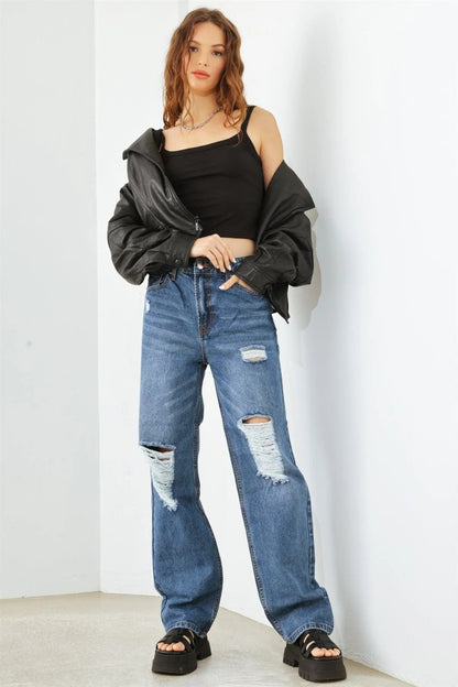 Distressed High Waist Jeans