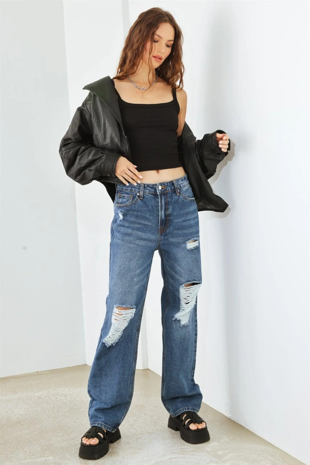 Distressed High Waist Jeans